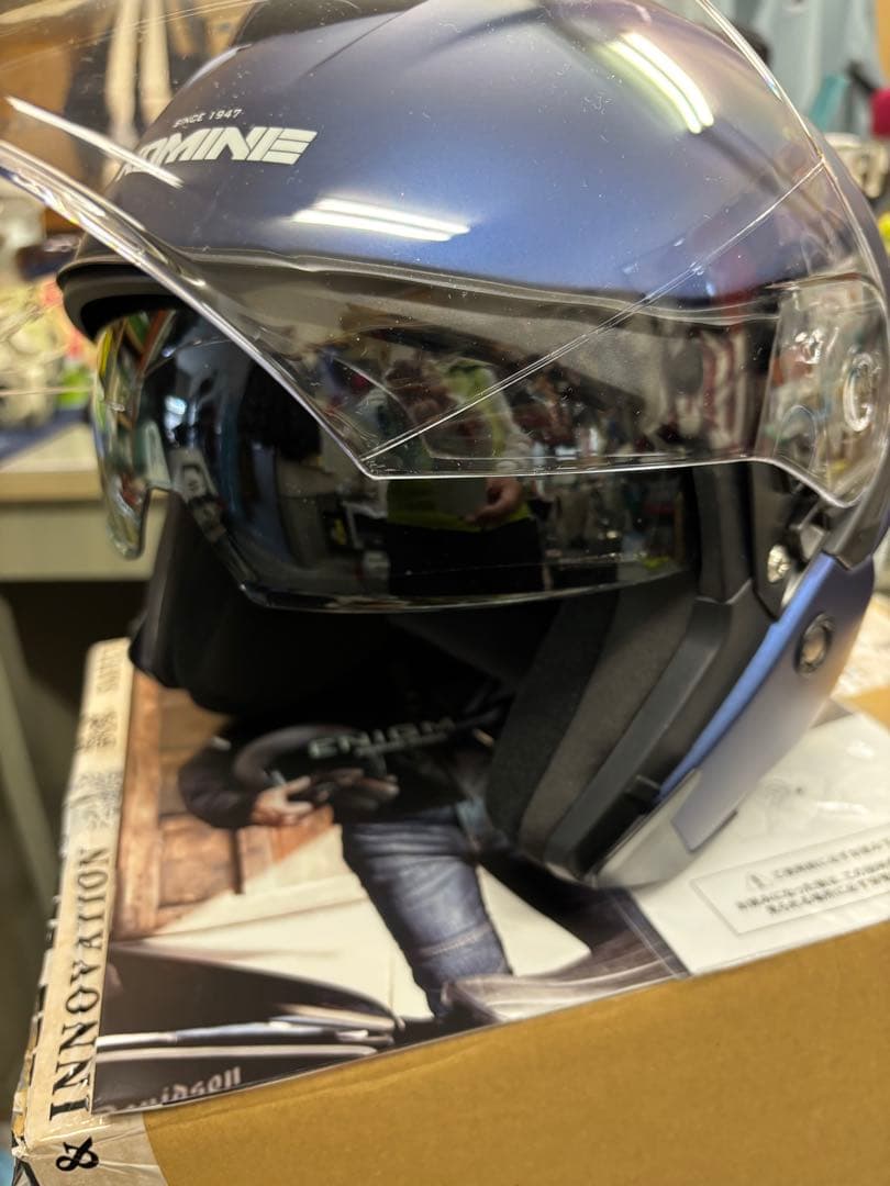 コミネKOMINEジェットヘルメットFRPマットメタルブルーHK-172FLサイ