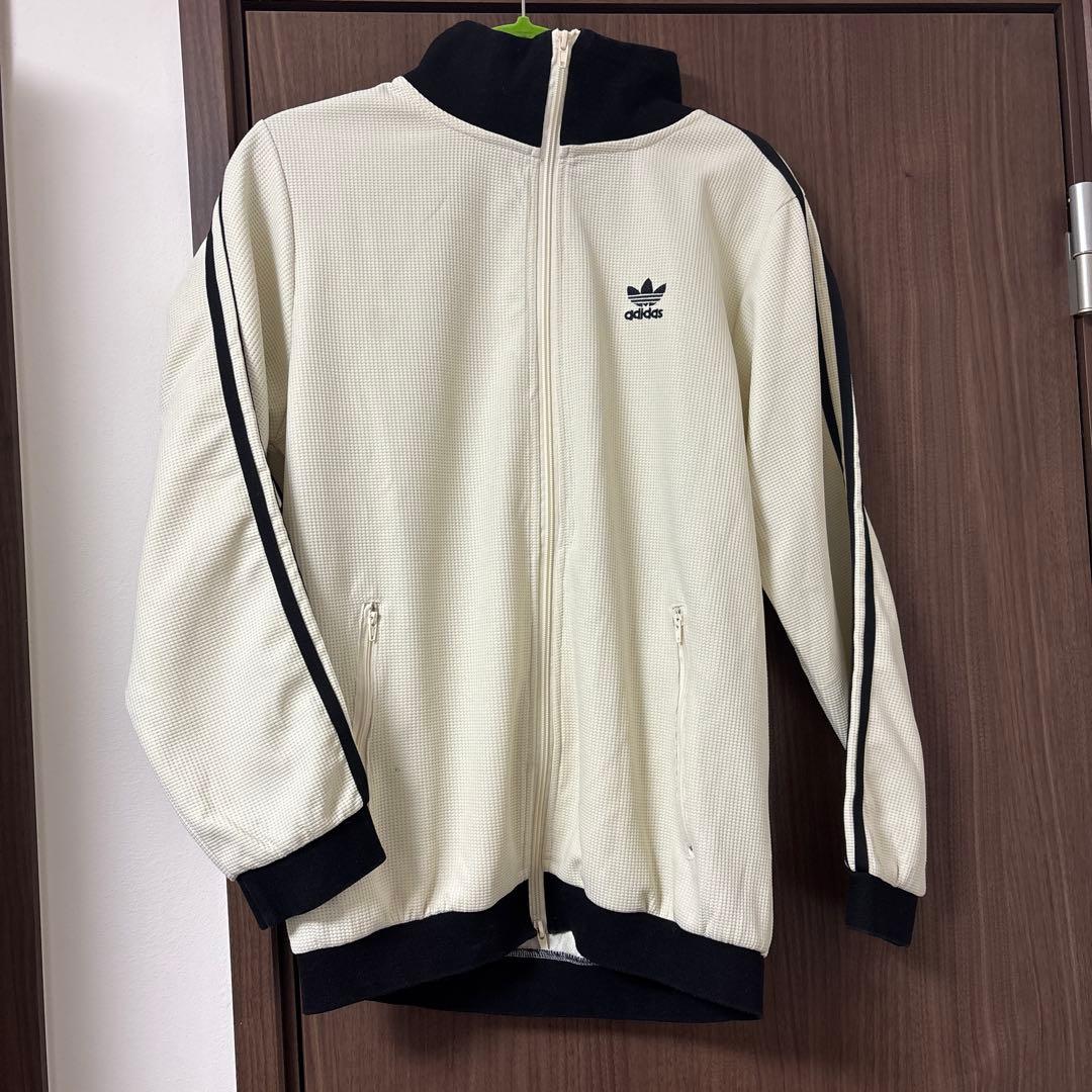 adidas クリーム色 ワッフルトラックジャケット M