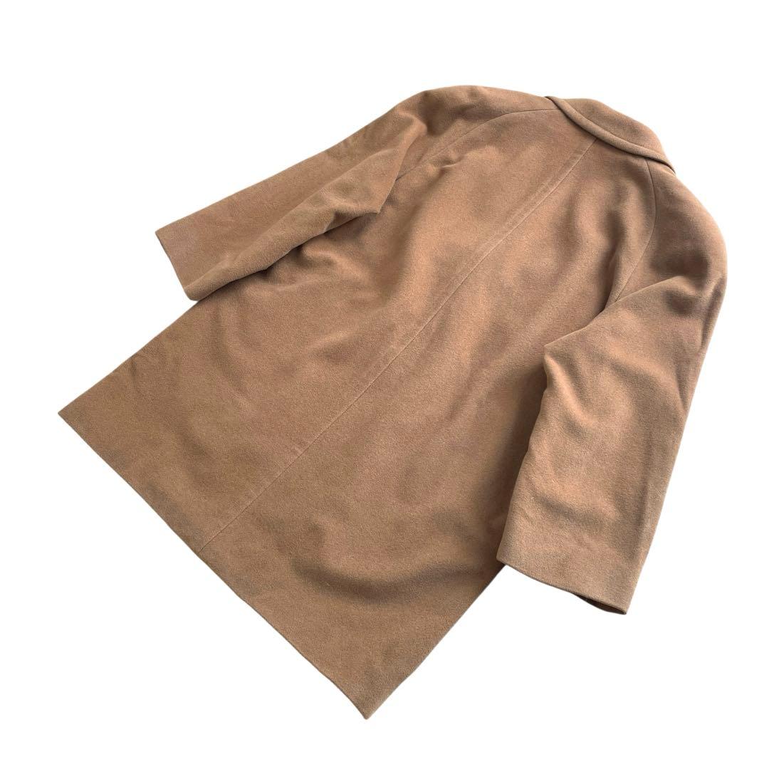 好配色 美品90s Burberry カシミヤ混 ハーフコート ダブル キャメル