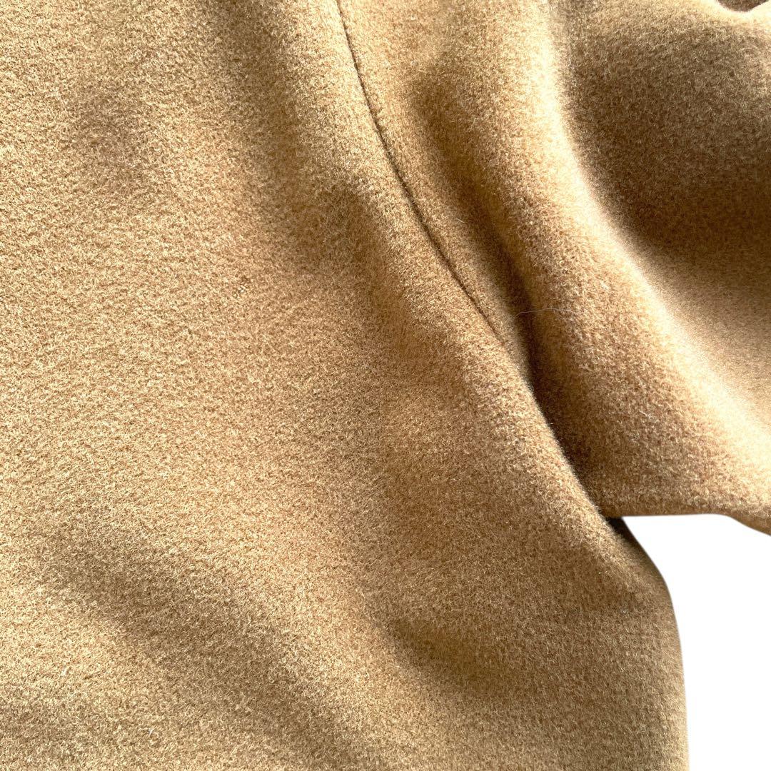 好配色 美品90s Burberry カシミヤ混 ハーフコート ダブル キャメル