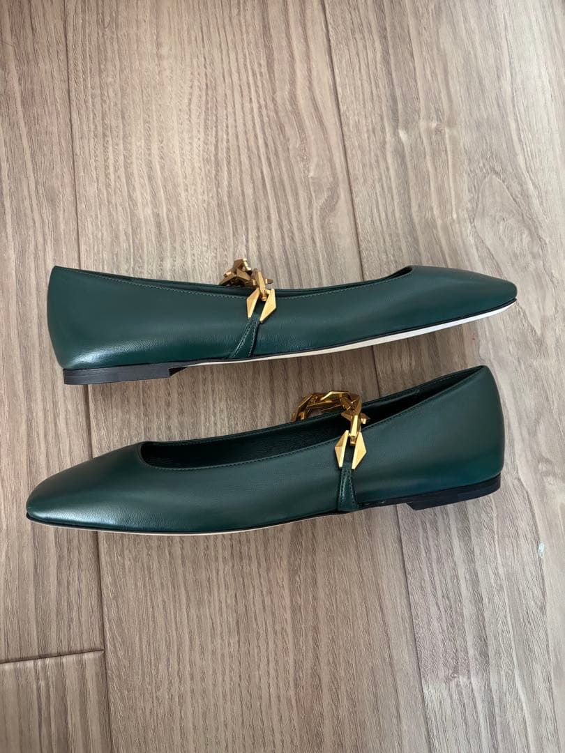 ジミーチュウ　ダイヤモンド　ティルダ　チェーン　フラットシューズ　パンプス