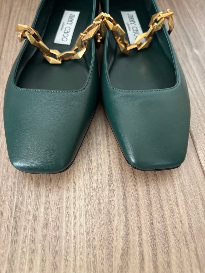 ジミーチュウ　ダイヤモンド　ティルダ　チェーン　フラットシューズ　パンプス