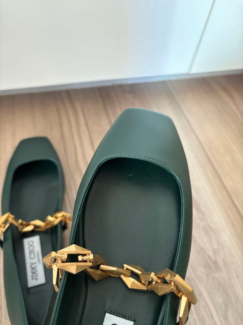 ジミーチュウ　ダイヤモンド　ティルダ　チェーン　フラットシューズ　パンプス