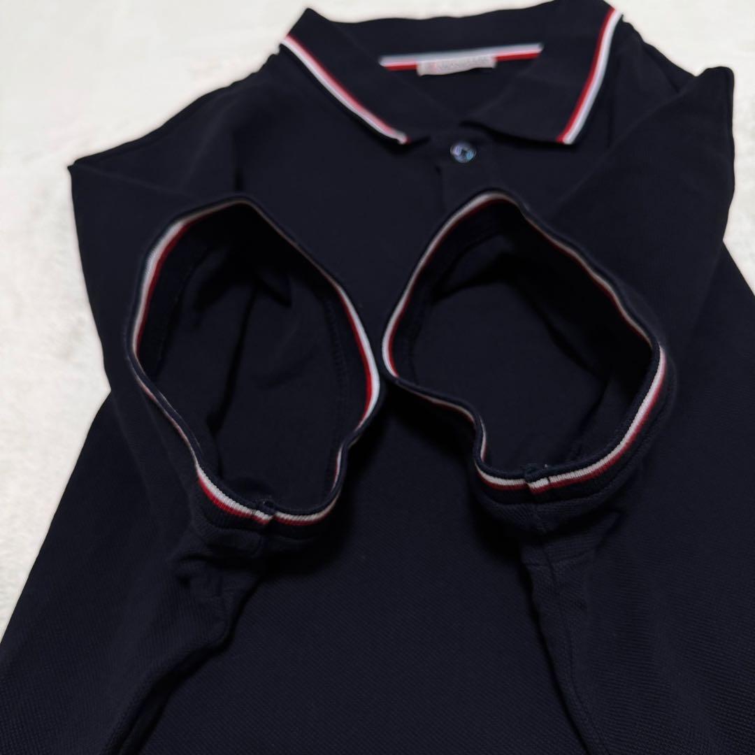人気☆ MONCLER モンクレール ポロシャツ　ブラック　ロゴ　ワッペン　XL
