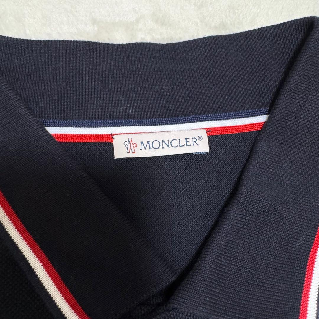 人気☆ MONCLER モンクレール ポロシャツ　ブラック　ロゴ　ワッペン　XL