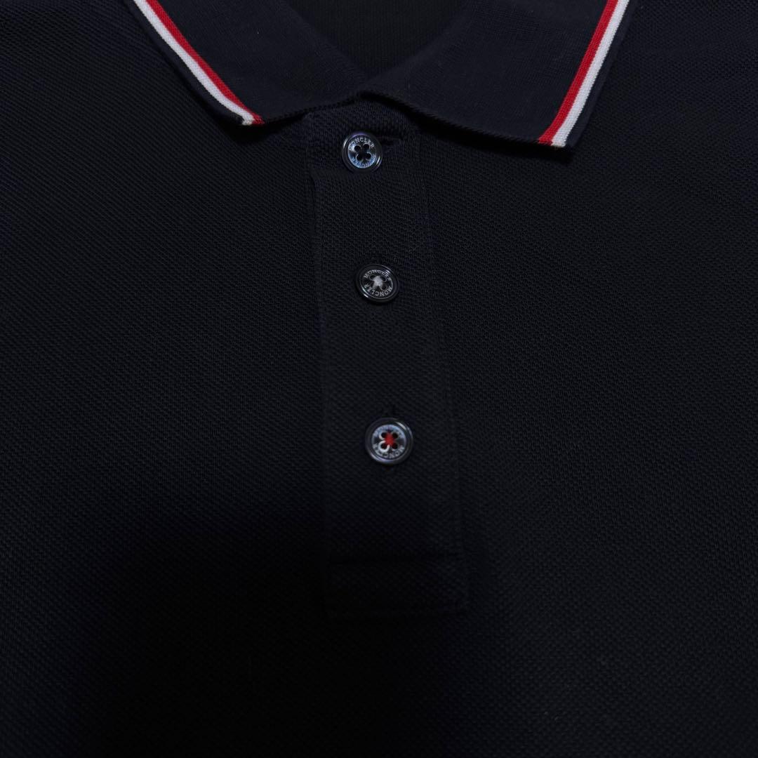 人気☆ MONCLER モンクレール ポロシャツ　ブラック　ロゴ　ワッペン　XL