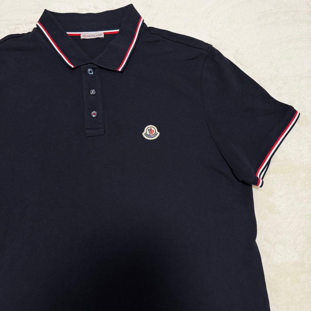人気☆ MONCLER モンクレール ポロシャツ　ブラック　ロゴ　ワッペン　XL