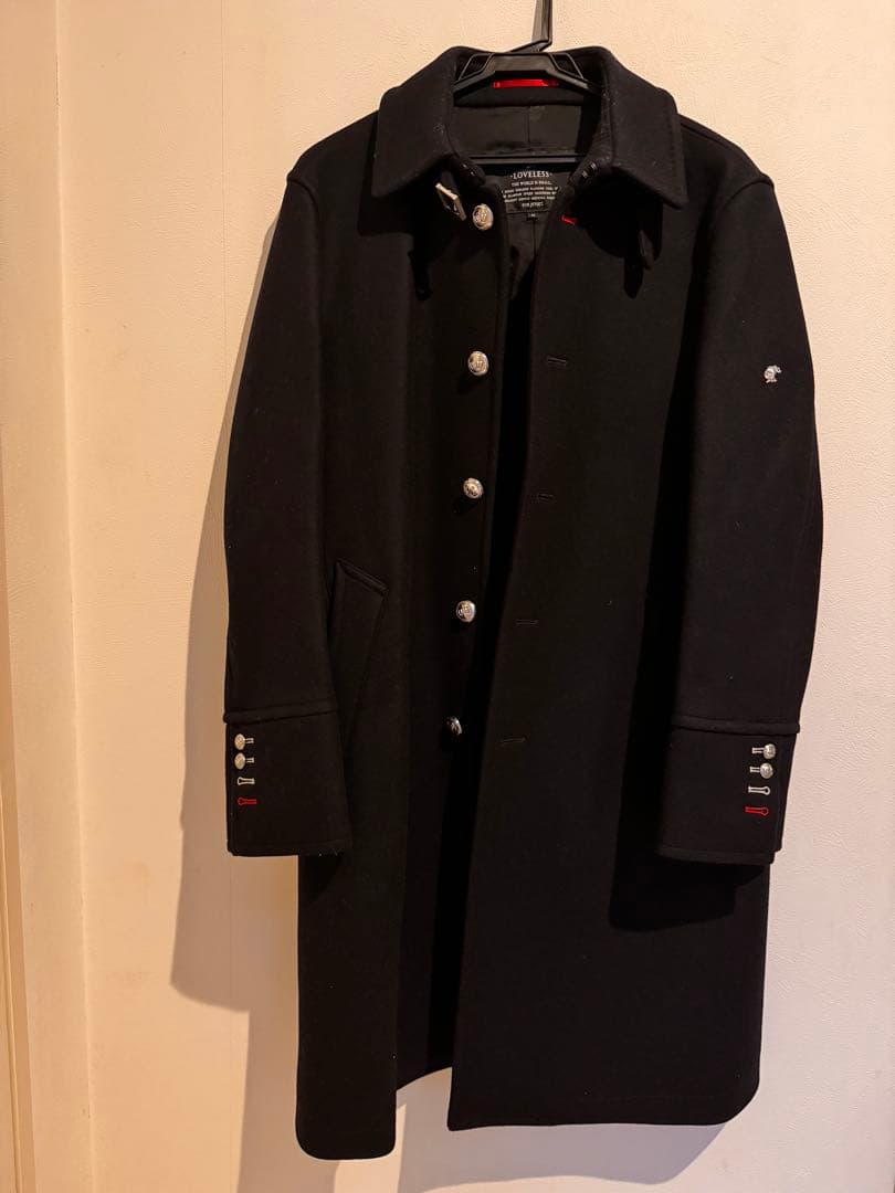 ［美品］LOVELESSウール混紡 ボタン付き 黒コート M