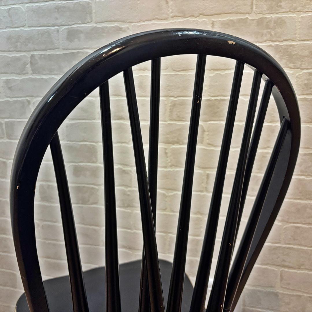秋田木工 アンティーク レトロ ブラック スピンドルバック ウィンザーチェア③