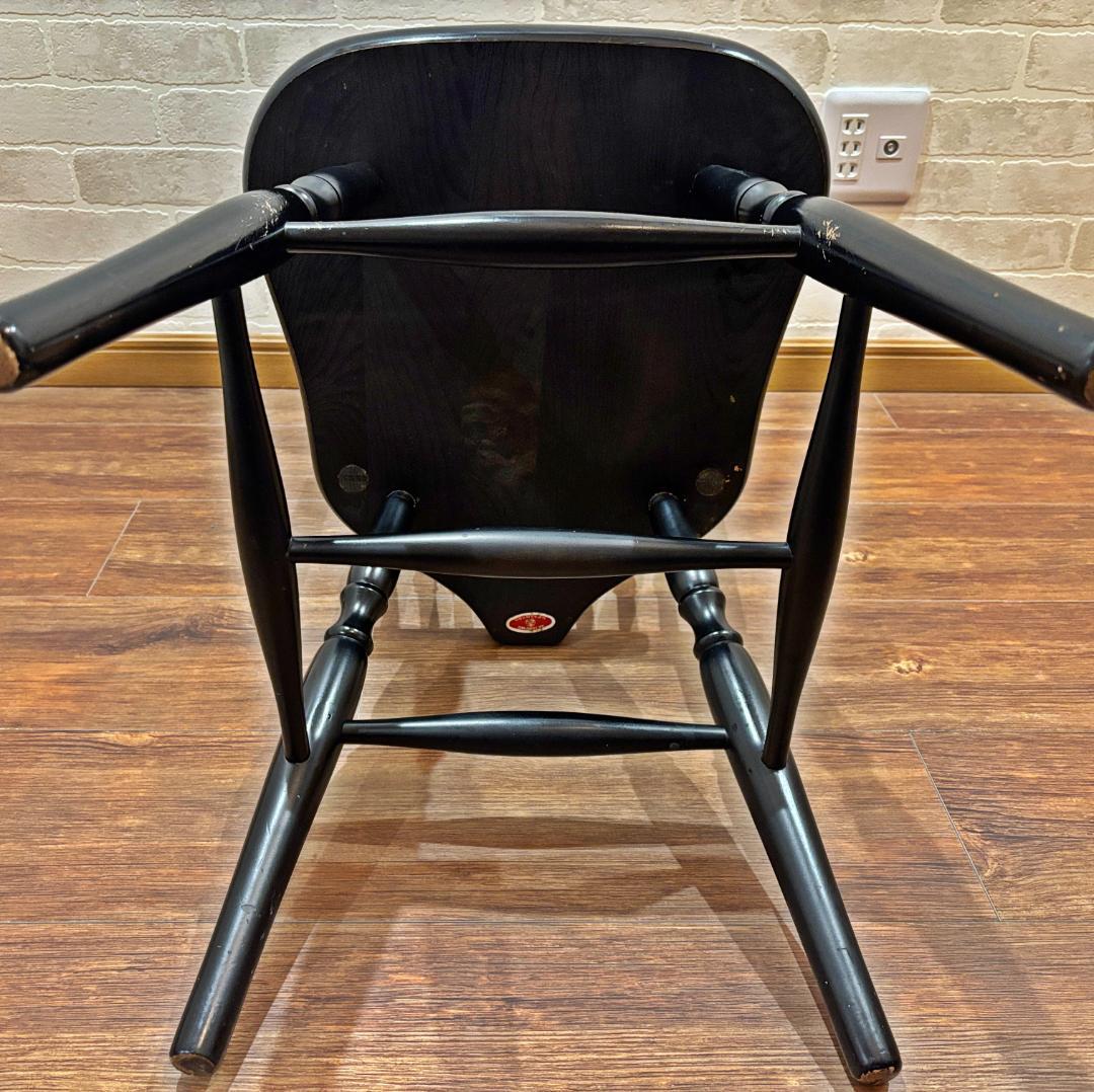 秋田木工 アンティーク レトロ ブラック スピンドルバック ウィンザーチェア③