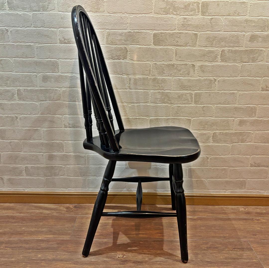 秋田木工 アンティーク レトロ ブラック スピンドルバック ウィンザーチェア③