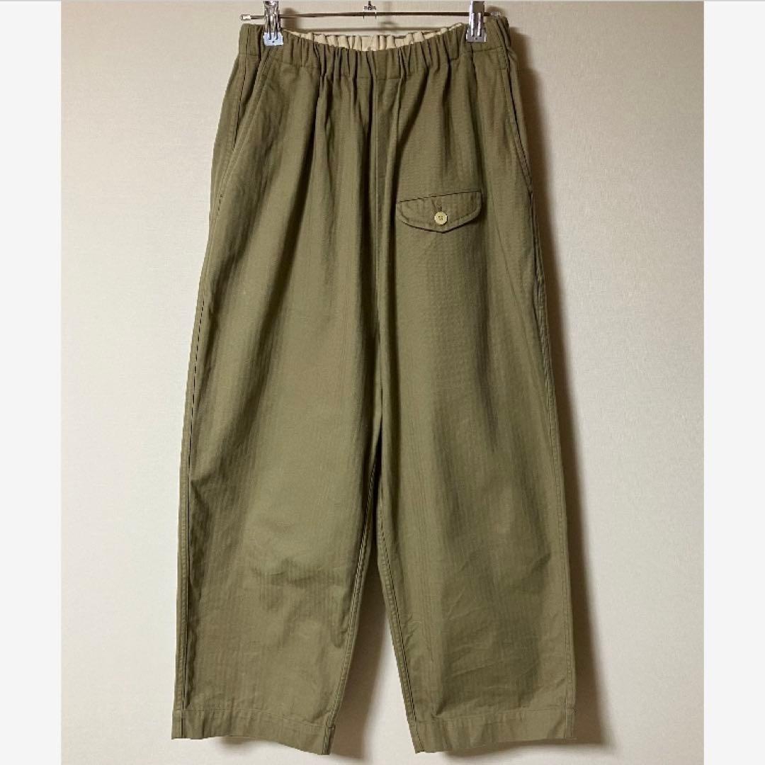 ゴーシュ スレンヘリンボン ワイドパンツ / カーキ