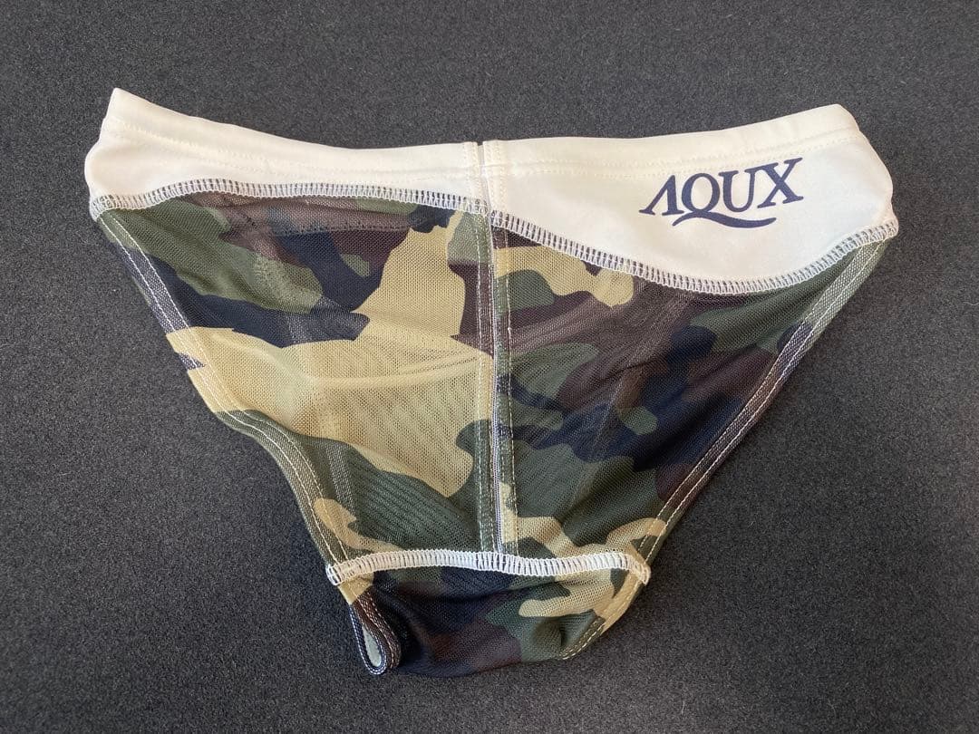 AQUX 透け競パン Sサイズ ブルー・迷彩柄