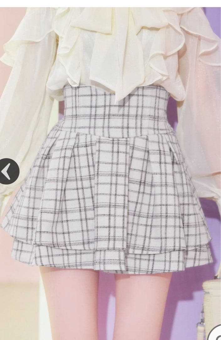 ミシェルマカロン　ツイード美脚スカート　ホワイト　s