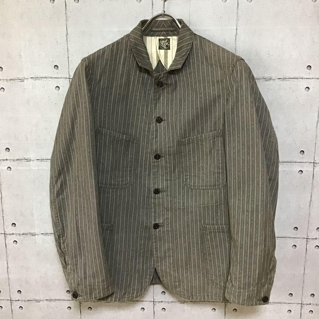 シュガーケーン　フィクションロマンス　ストライプ　カバーオール　３８　グレー