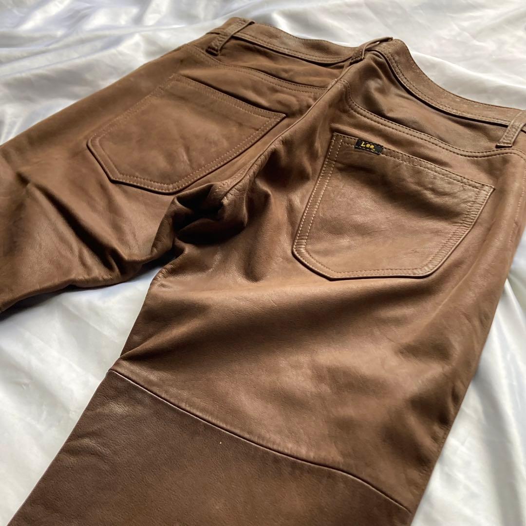 Lee Riders レザーパンツ ブラウン 30