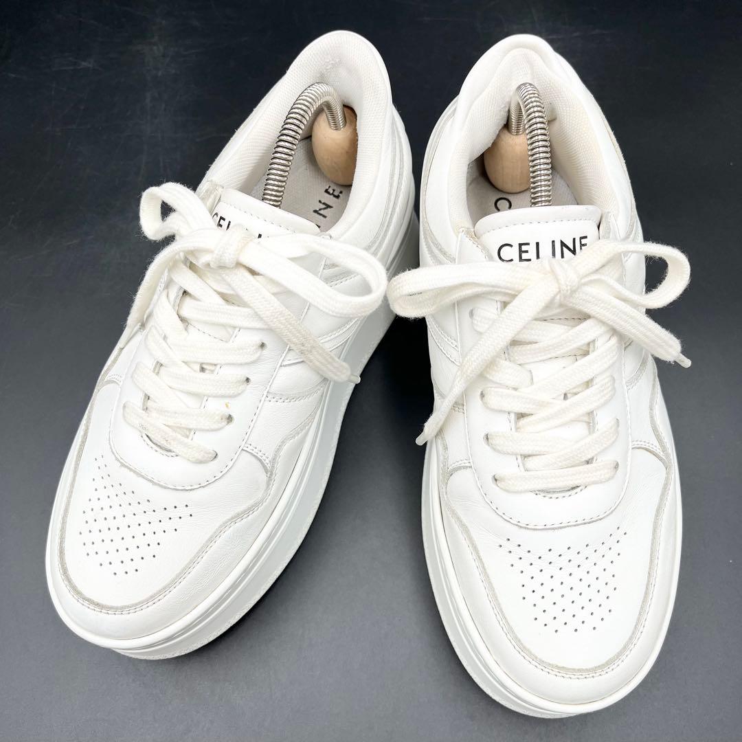 美品✨ セリーヌ ブロックスニーカー 厚底 白 レディース スニーカー