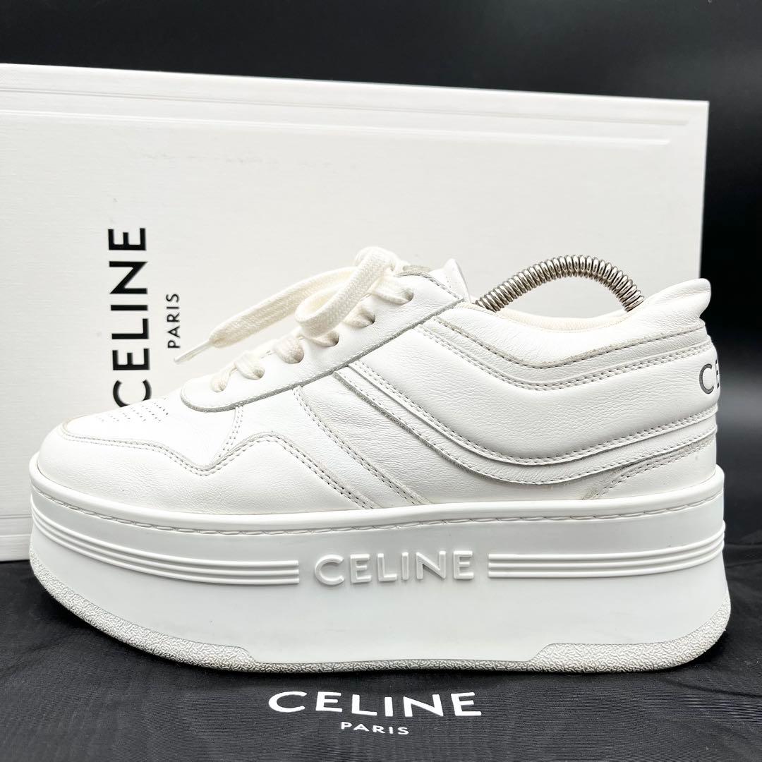 美品✨ セリーヌ ブロックスニーカー 厚底 白 レディース スニーカー