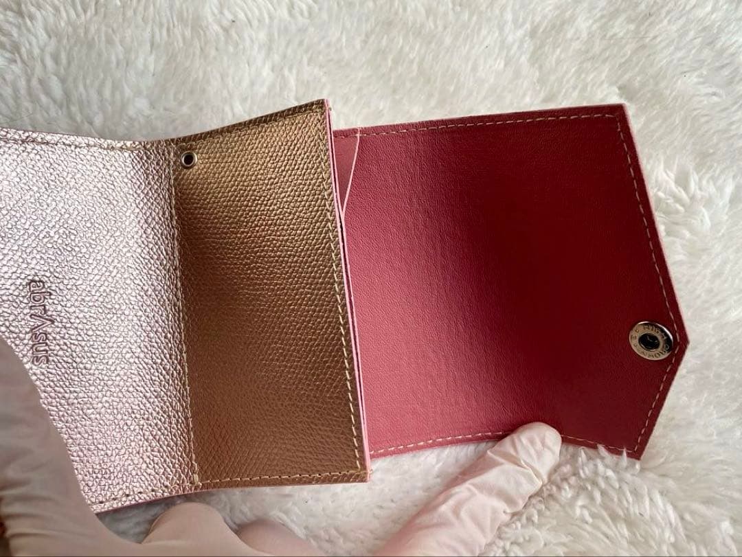 S-1【新品•未使用•箱つき】アブラサス小さな財布 プラム シャンパンピンク