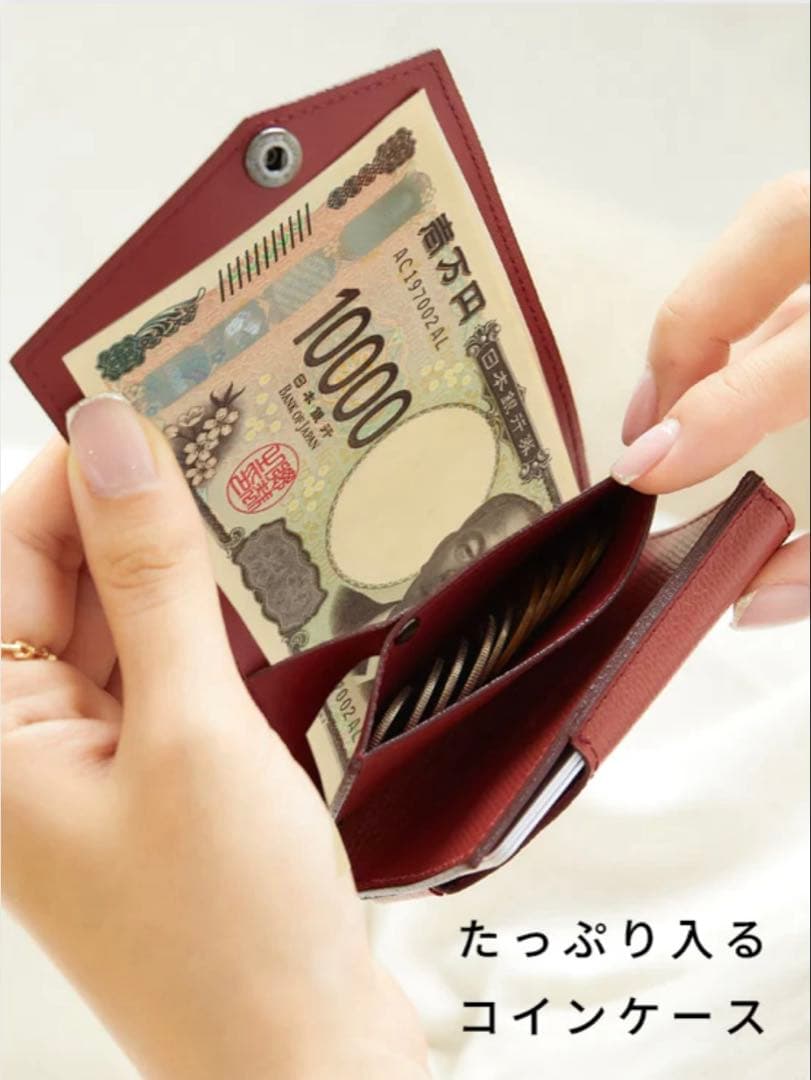 S-1【新品•未使用•箱つき】アブラサス小さな財布 プラム シャンパンピンク