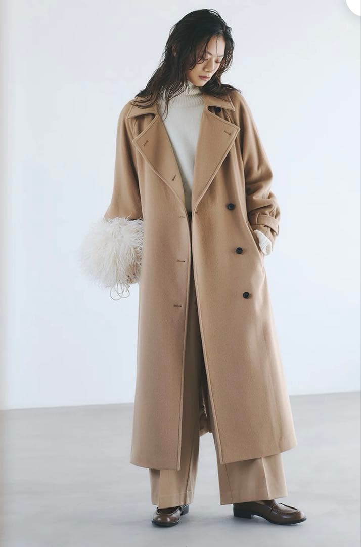 【新品】ánuans ウールトレンチコート　キャメルM