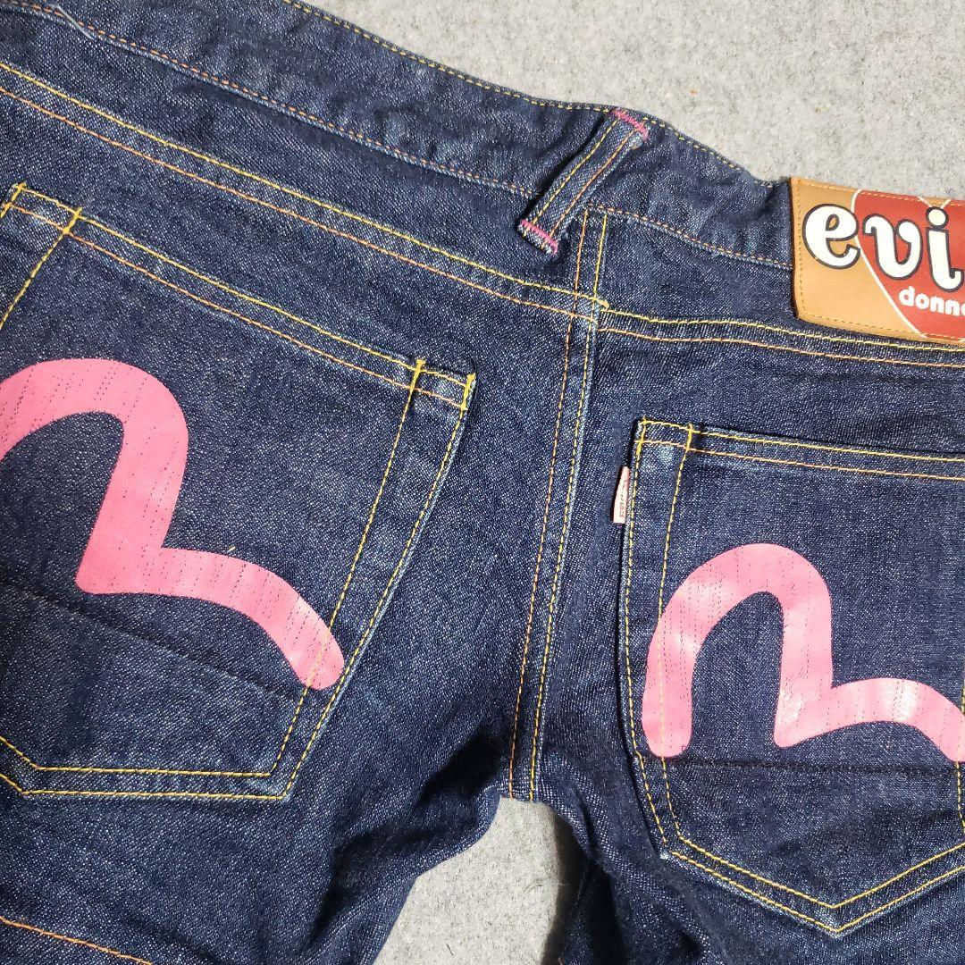 ★EVISU ◆ ローライズ ピンクカモメ ストレッチ セクシー ショートデニム