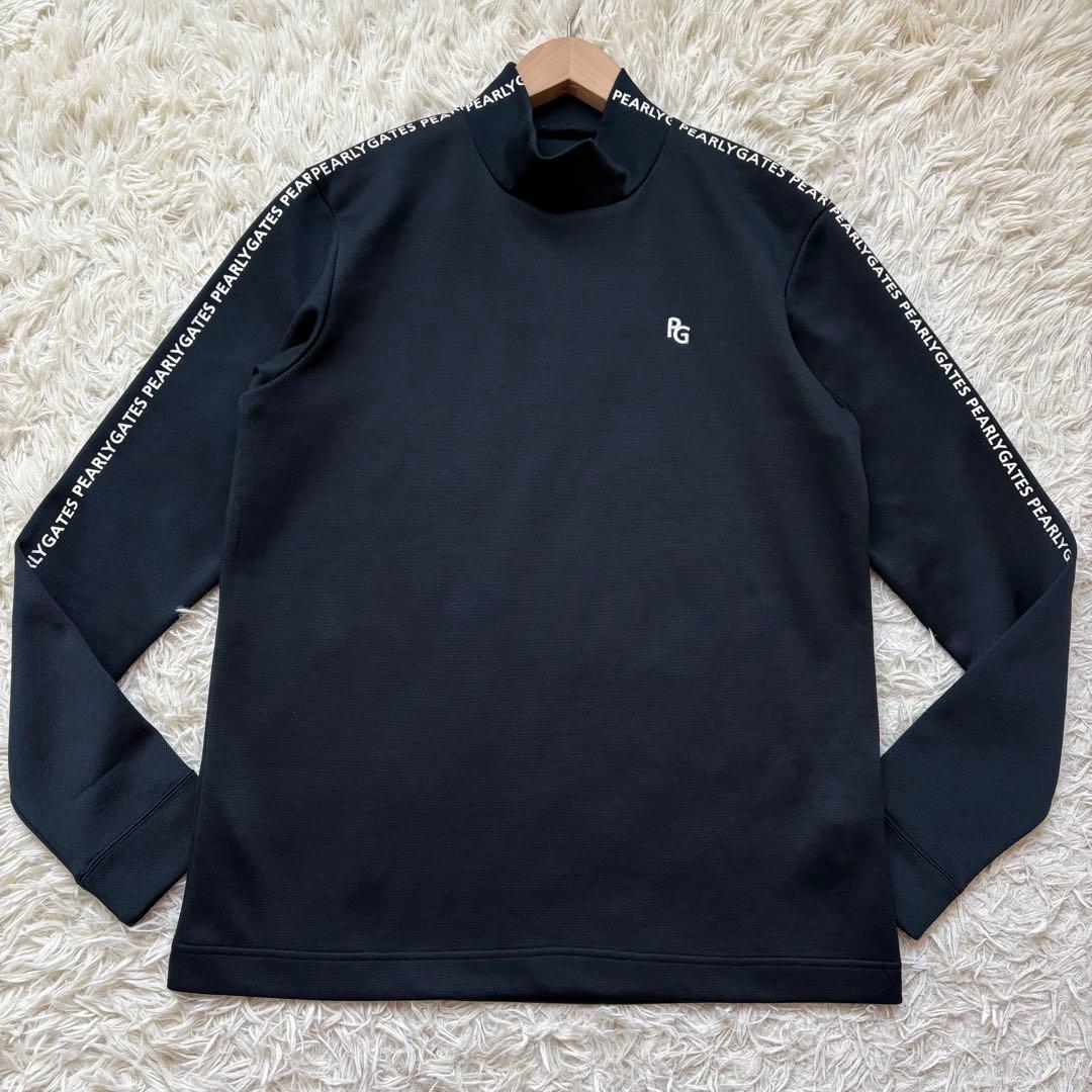 極美品✨パーリーゲイツ モックネックシャツ 長袖 春秋冬用 ロゴライン 刺繍 6