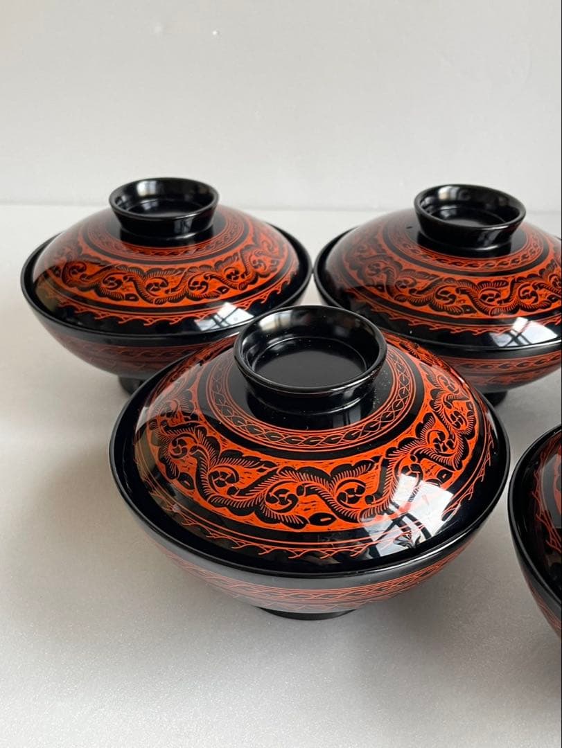 kazu kiページ讃岐彫　昇斎作　蒟醤　吸物椀5客