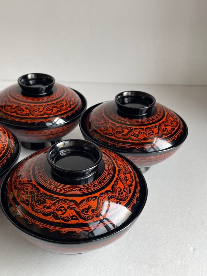 kazu kiページ讃岐彫　昇斎作　蒟醤　吸物椀5客