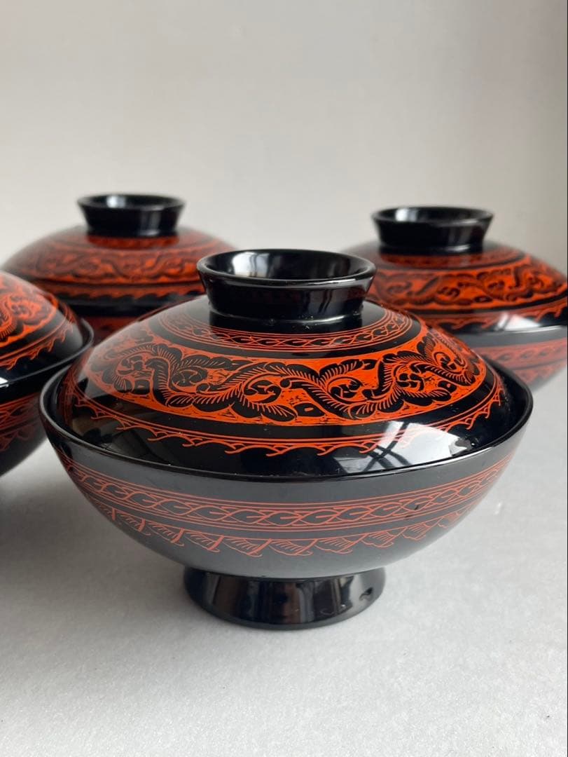 kazu kiページ讃岐彫　昇斎作　蒟醤　吸物椀5客