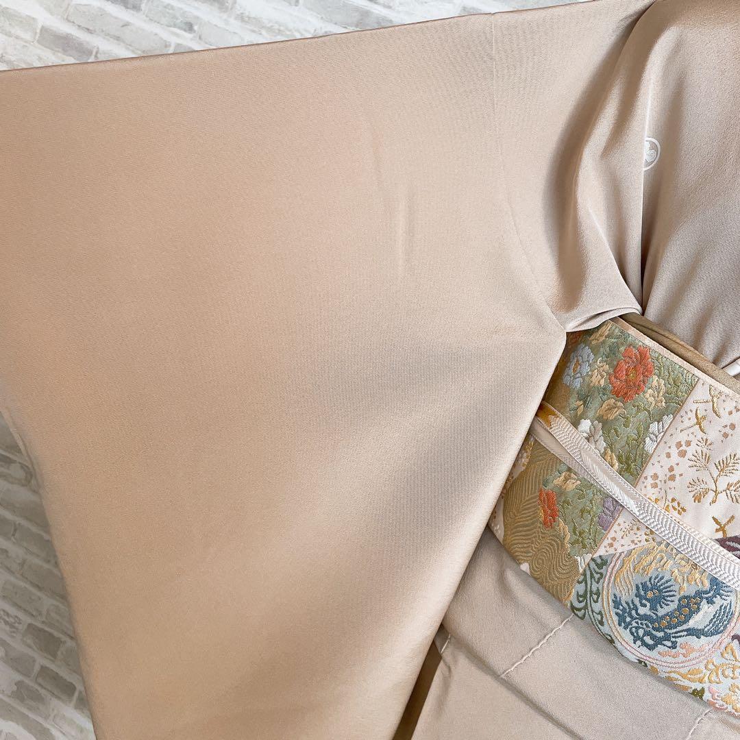 色留袖　フルセット　稲穂　鳥　丸に三つ柏　金駒　金彩　五つ紋　比翼仕立て　L3