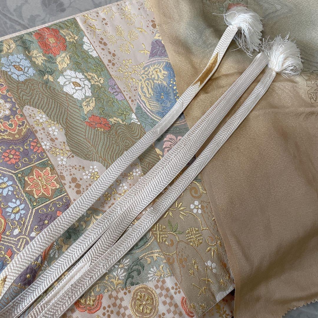 色留袖　フルセット　稲穂　鳥　丸に三つ柏　金駒　金彩　五つ紋　比翼仕立て　L3