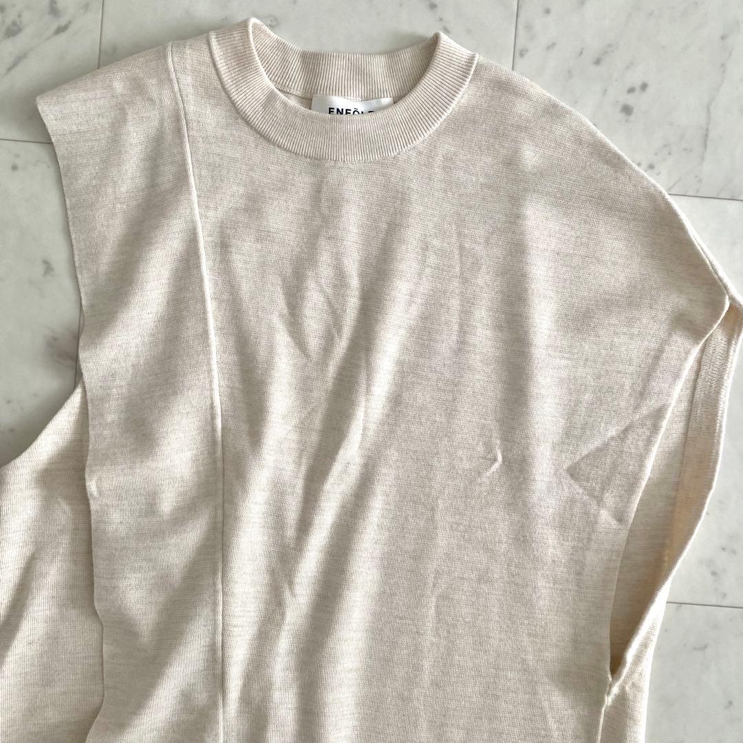 美品 エンフォルド ENFOLD アシンメロングベスト ニットジレ 38