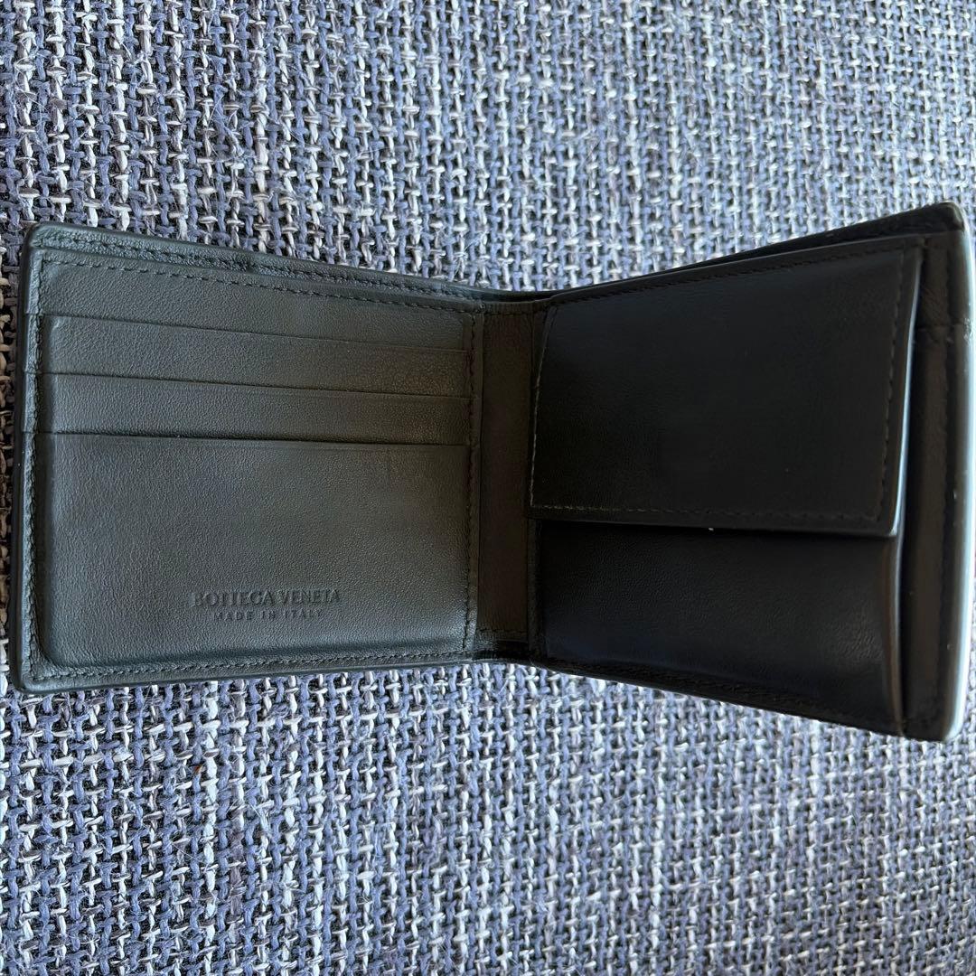 ボッテガヴェネタ イントレチャート 二つ折り財布 レザー グリーン