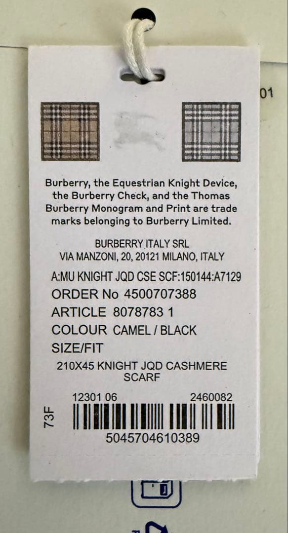 未使用品　BURBERRY リバーシブル　ストール　ブラック/ベージュ　カシミヤ