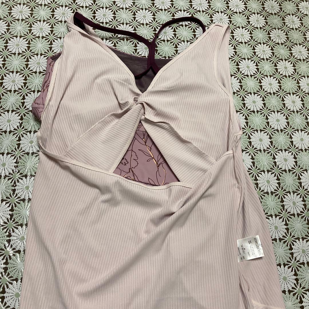 薄いピンク ノースリーブ ヨガウェア セットMサイズ