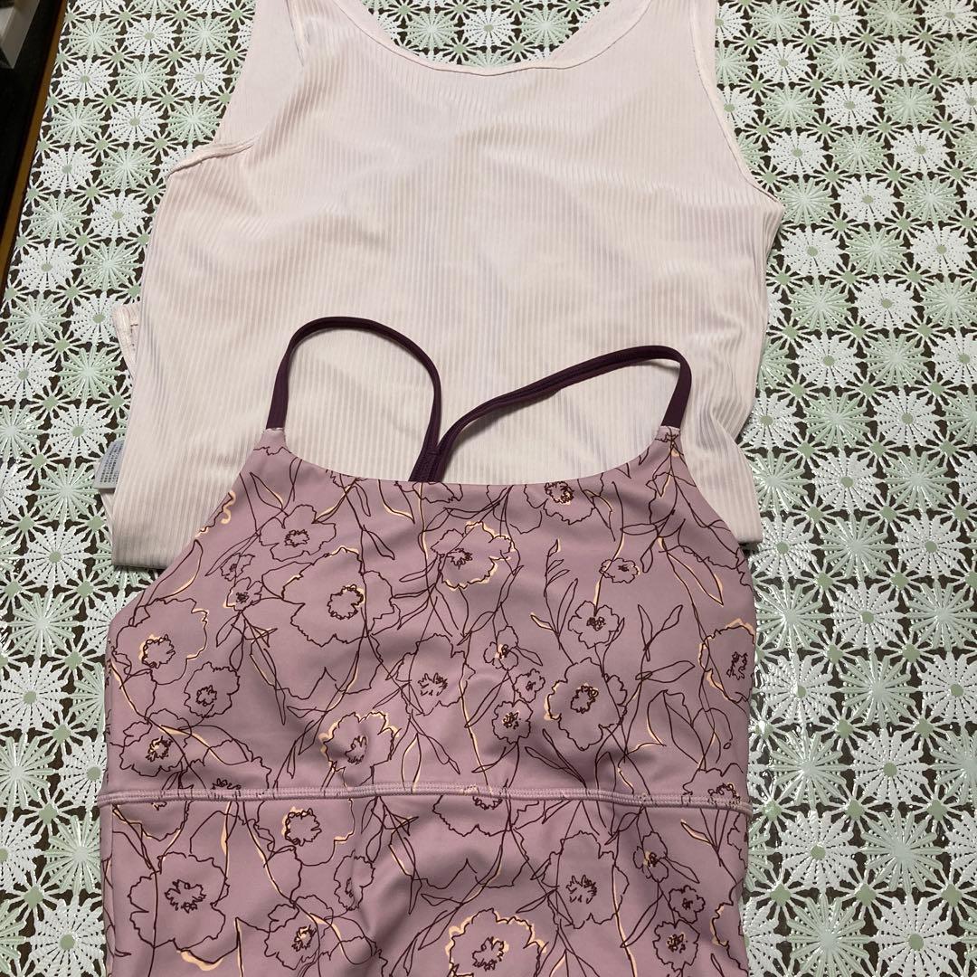 薄いピンク ノースリーブ ヨガウェア セットMサイズ