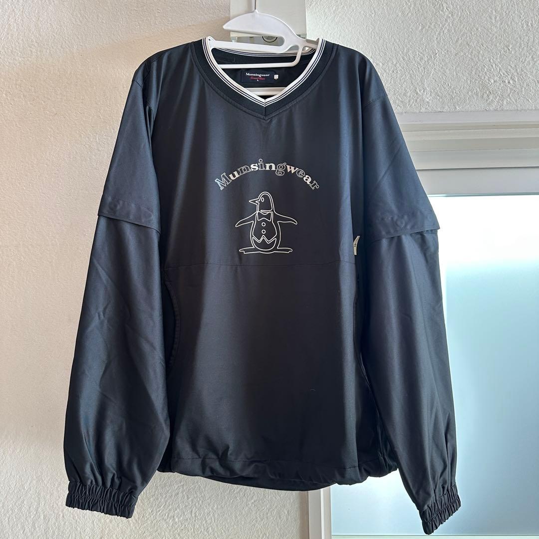 マンシングウェア Vネック ウインドブレーカー ゴルフウェア 黒