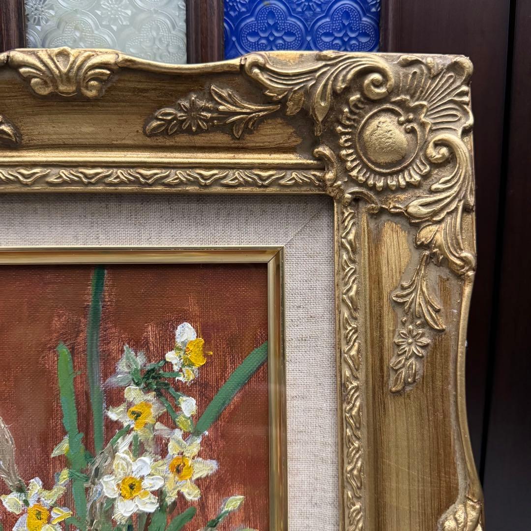 「水仙」 絵画 油絵 油彩 アンティーク