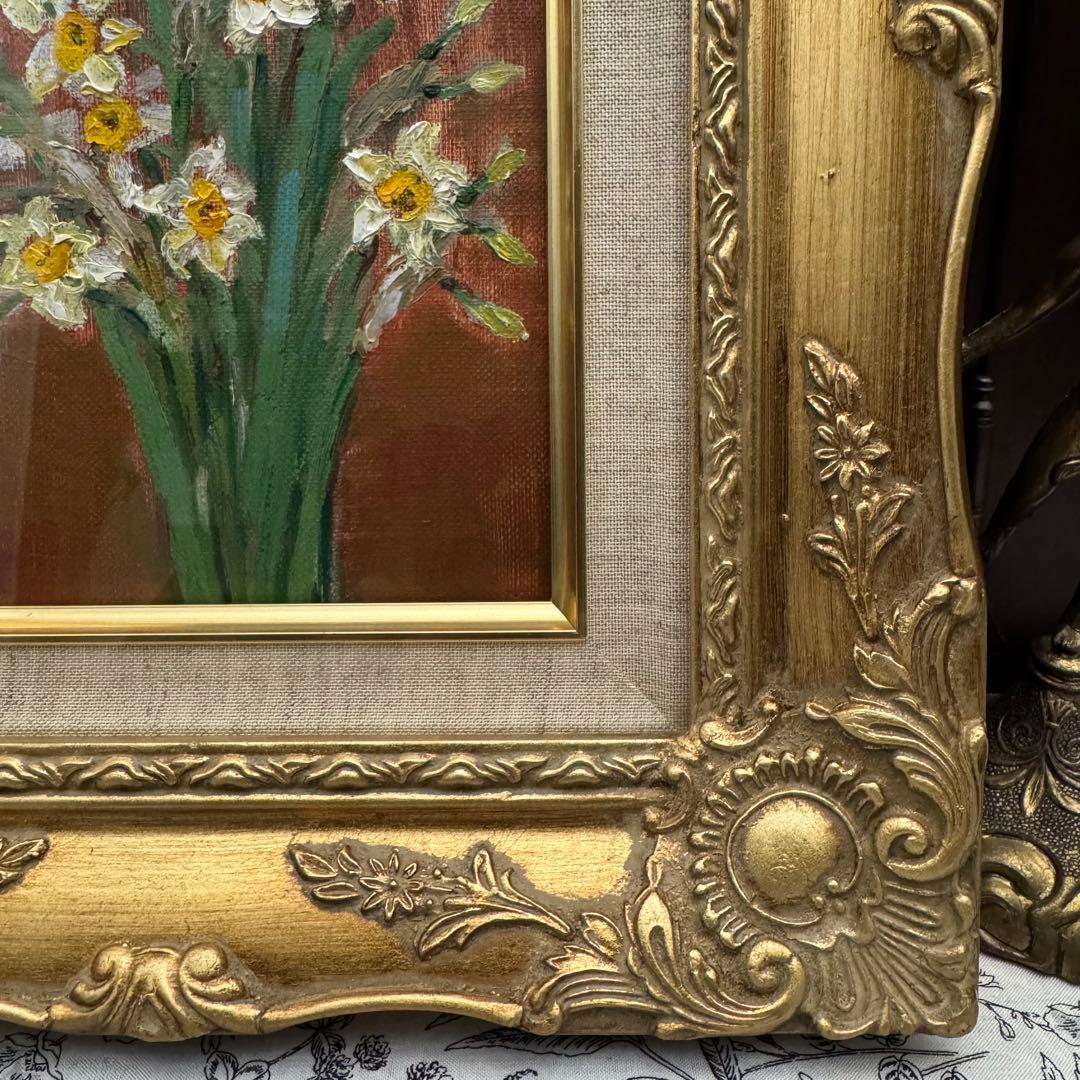 「水仙」 絵画 油絵 油彩 アンティーク