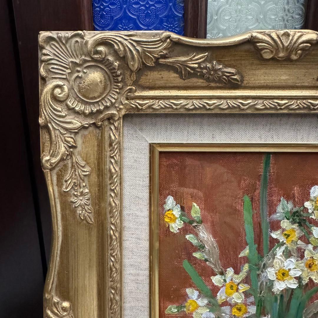 「水仙」 絵画 油絵 油彩 アンティーク