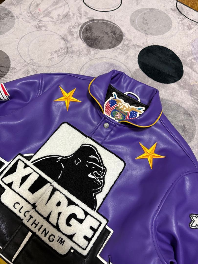 新品！！XLARGE JEFF HAMILTONスタジャン 紫 黒 M