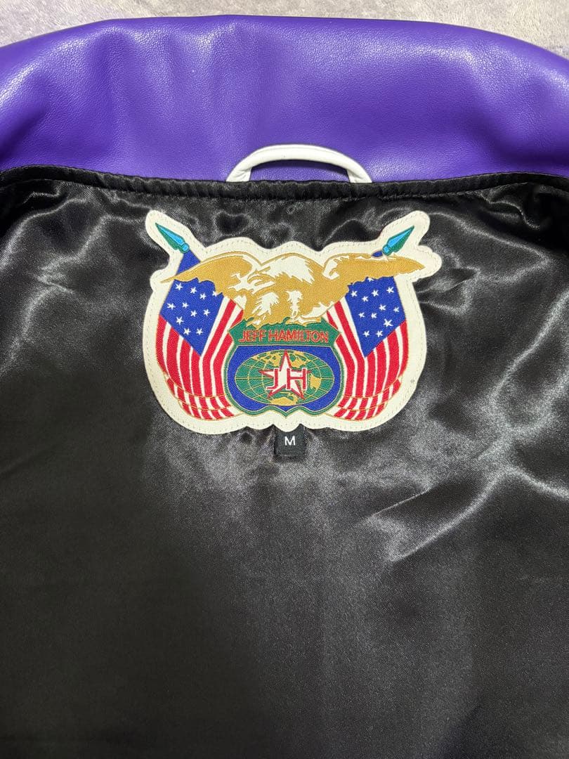 新品！！XLARGE JEFF HAMILTONスタジャン 紫 黒 M