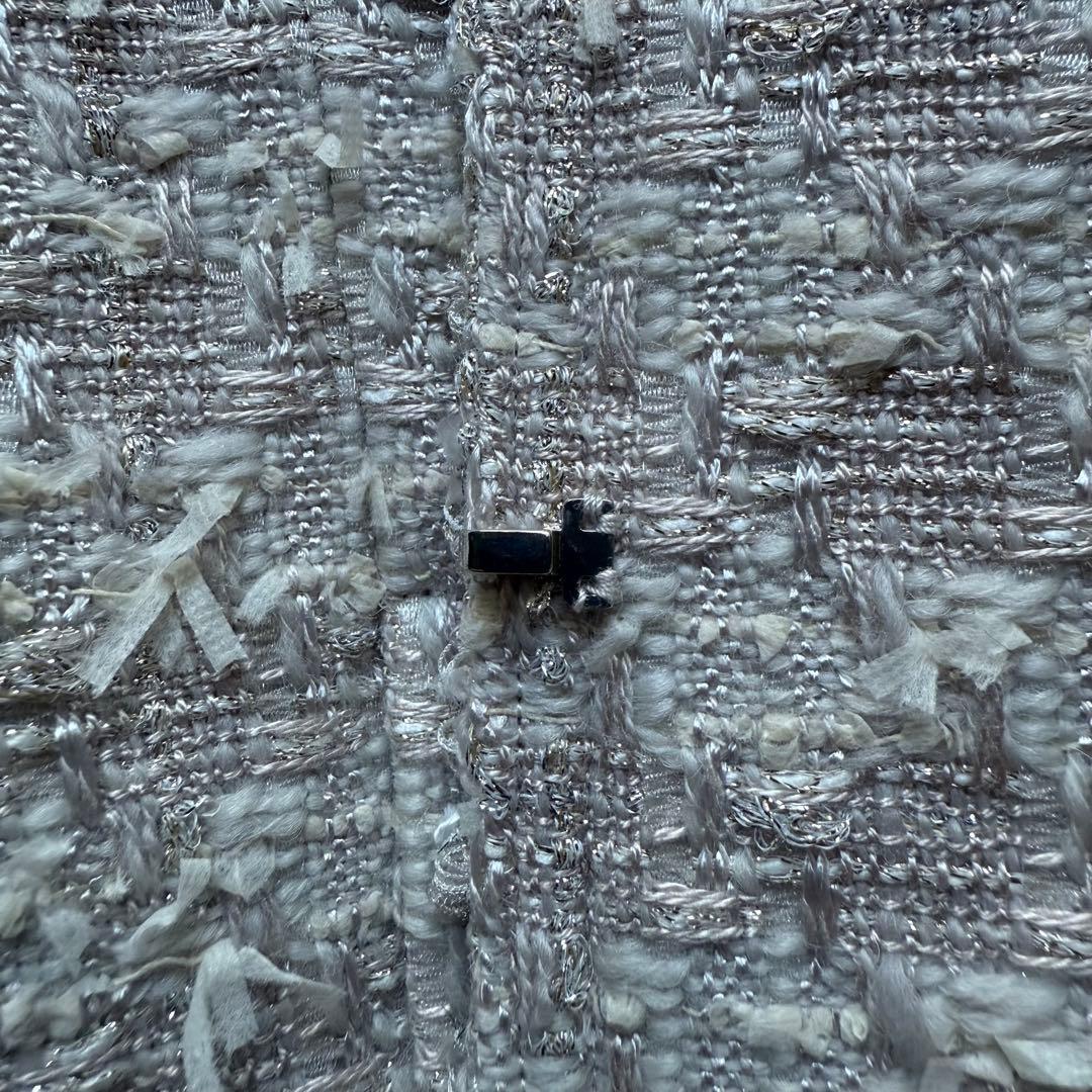 自由区 ジユウク オンワード樫山 ノーカラージャケット サイズ40 ツイード