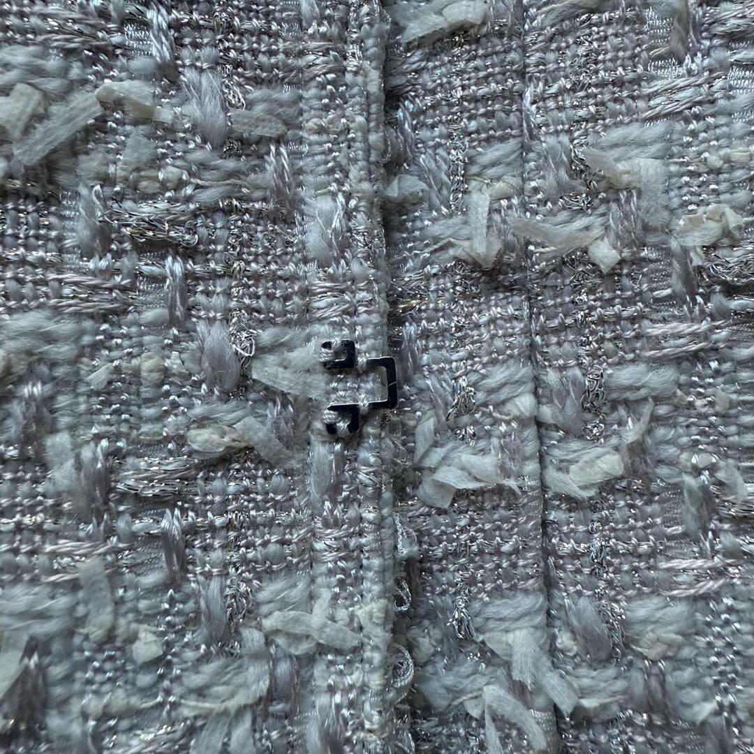 自由区 ジユウク オンワード樫山 ノーカラージャケット サイズ40 ツイード