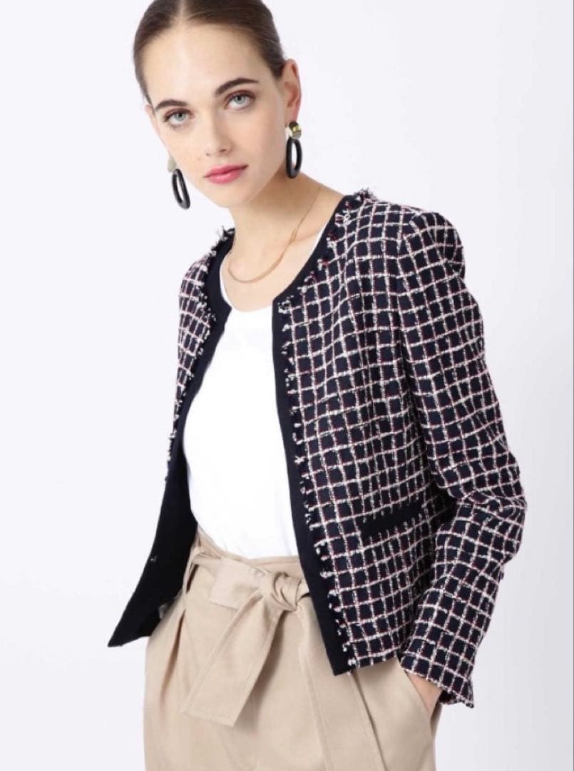 PINKY&DIANNE ノーカラーチェックジャケット新品未使用