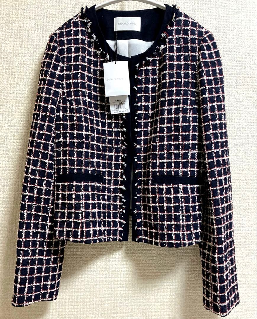 PINKY&DIANNE ノーカラーチェックジャケット新品未使用