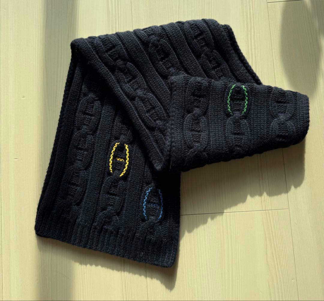 エルメス　トリマイヨン　シェーヌダンクル柄マフラー