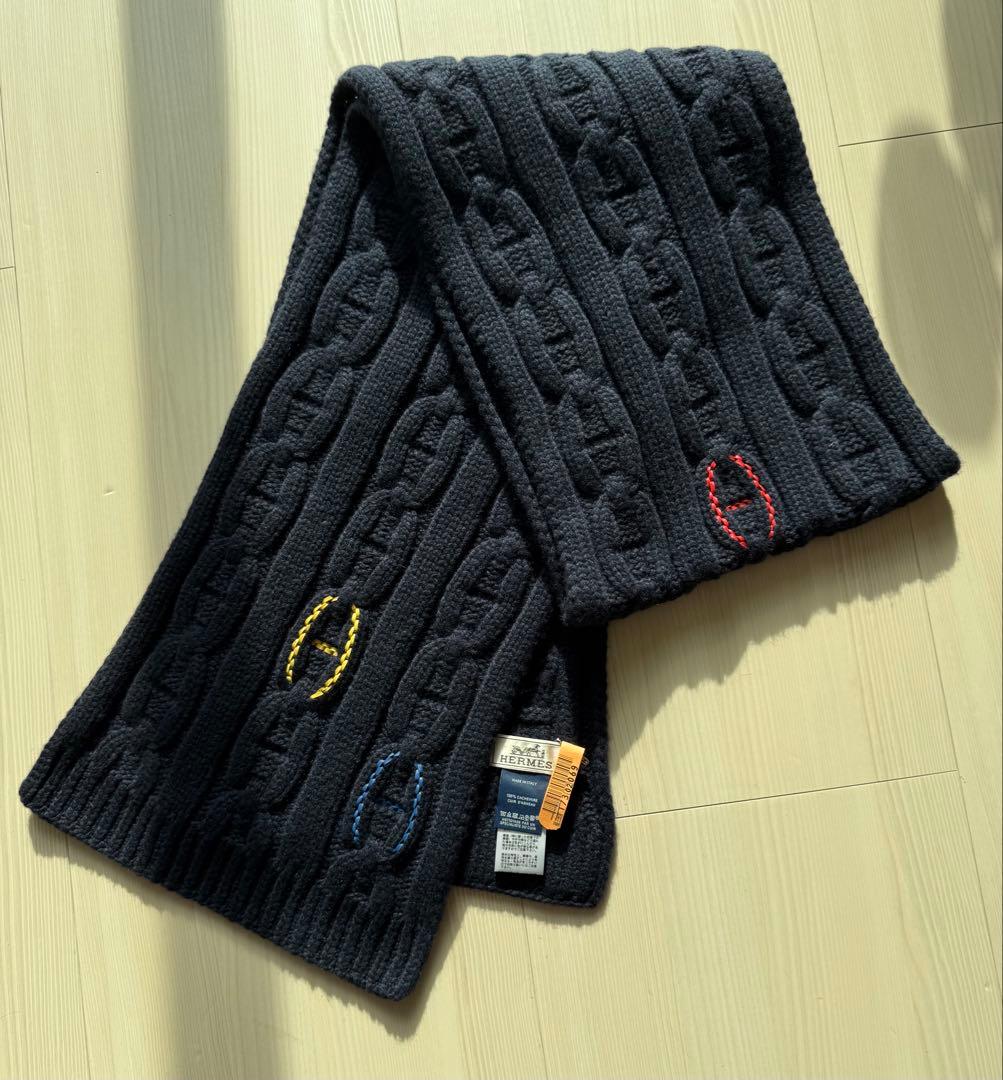 エルメス　トリマイヨン　シェーヌダンクル柄マフラー