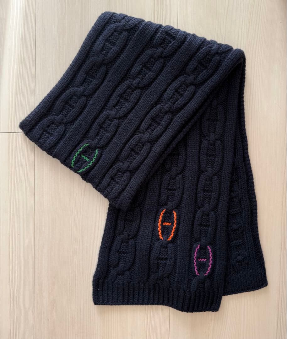 エルメス　トリマイヨン　シェーヌダンクル柄マフラー